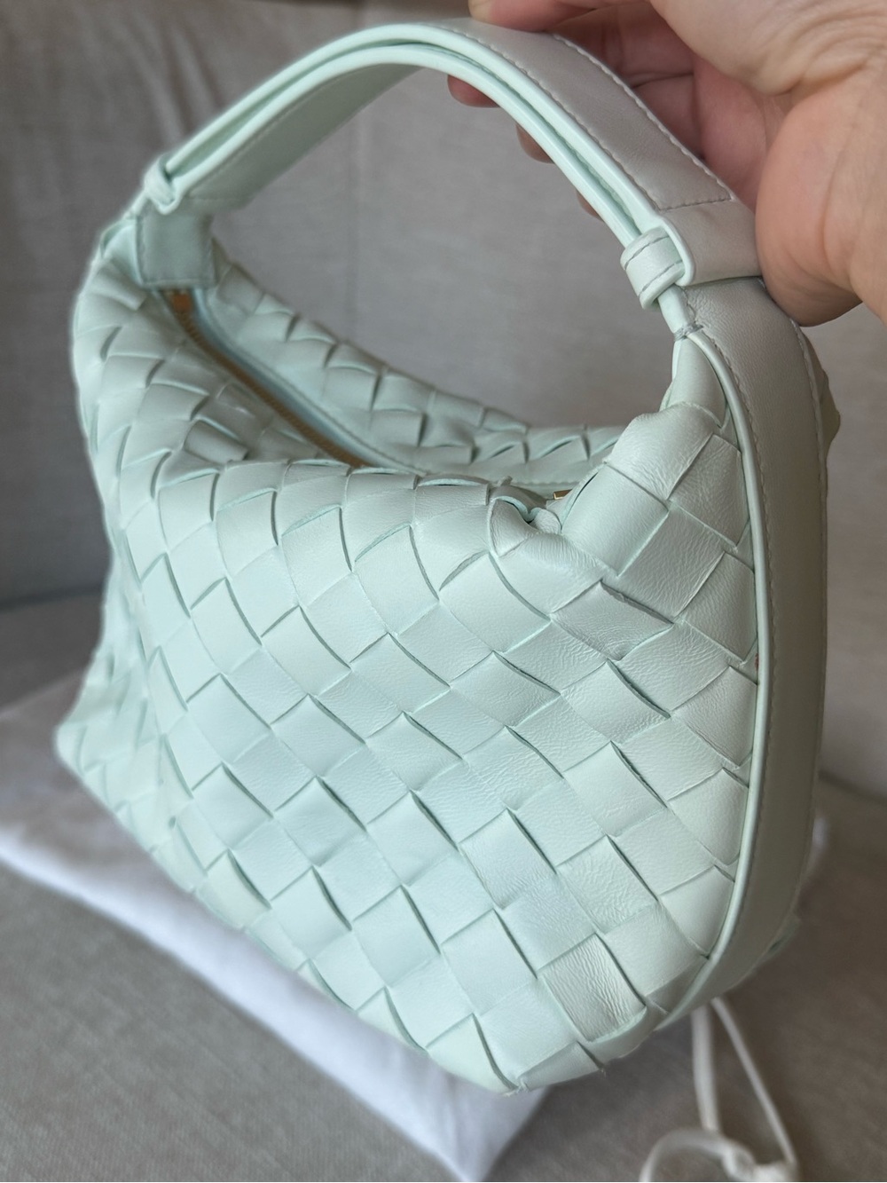 Bottega Veneta Wallace Intrecciato Nappa Woven Bag in Light Mint Blue Green - Picture 4 of 9